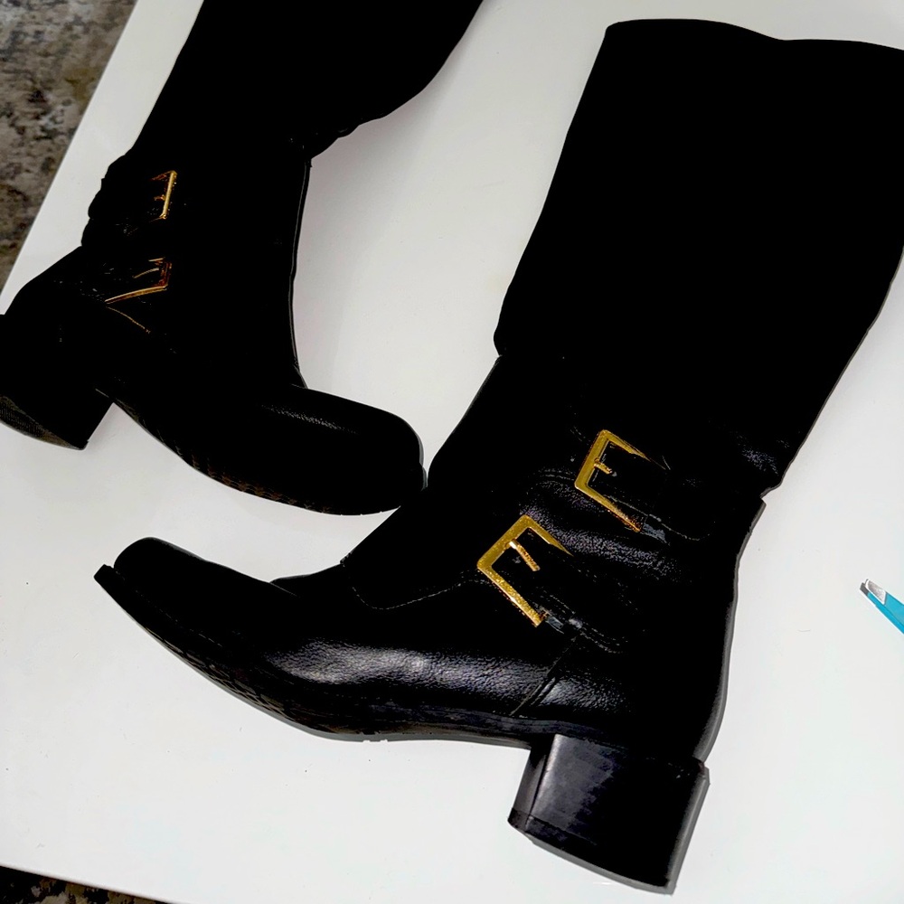 Knee high wide leg boots